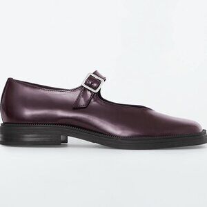 NWT COS CHUNKY LEATHER MARY-JANE SHOES BORDEAUX or BURGUNDY